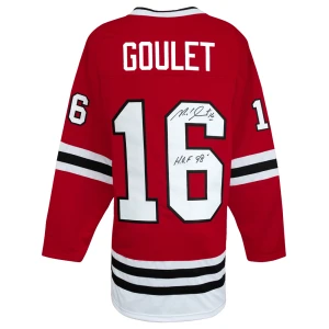 Michel Goulet Signed Red Custom Hockey Jersey w/HOF'98