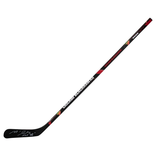 Michel Goulet Signed Chicago Blackhawks Logo 48-Inch Franklin Full Size Hockey Stick w/HOF'98