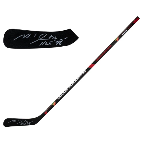 Michel Goulet Signed Chicago Blackhawks Logo 48-Inch Franklin Full Size Hockey Stick w/HOF'98 - Image 2