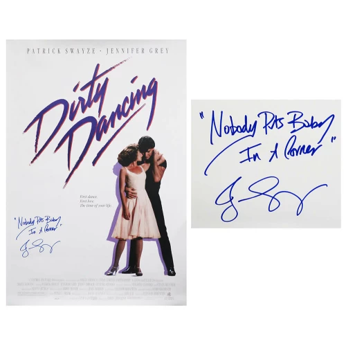 Jennifer Grey Signed Dirty Dancing 27x40 Movie Poster w/Nobody Puts Baby In A Corner