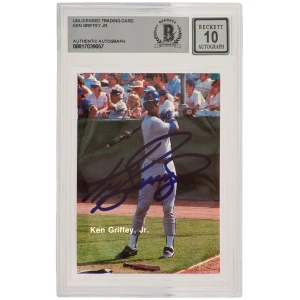 Ken Griffey Jr Signed Seattle Mariners 1989 Broder Cactus League All Stars Rookie Baseball Card #18 - (Beckett / Auto Grade 10)