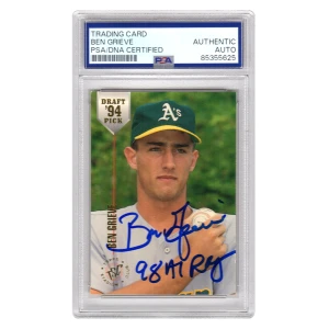 Ben Grieve Signed 1994 Stadium Club Draft Picks Rookie Baseball Card #84 w/98 AL ROY - (PSA Encapsulated)