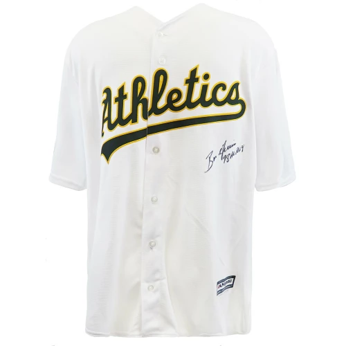 Ben Grieve Signed Oakland A's (Athletics) White Majestic Replica Baseball Jersey w/98 AL ROY