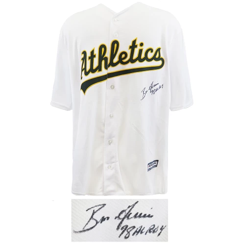 Ben Grieve Signed Oakland A's (Athletics) White Majestic Replica Baseball Jersey w/98 AL ROY - Image 2