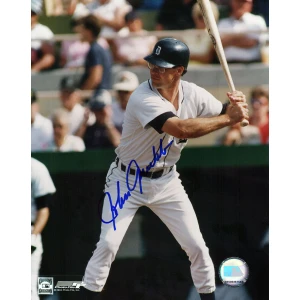 Johnny Grubb Signed Detroit Tigers Batting 8x10 Photo - (In Blue)