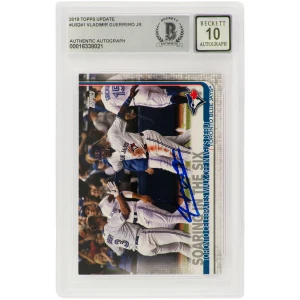 Vladimir Guerrero Jr. Signed Toronto Blue Jays 2019 Topps Update Rookie Baseball Card #US241 - (Beckett Encapsulated/ Auto Grade 10)