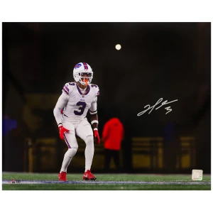 Damar Hamlin Signed Buffalo Bills White Jersey Action 16x20 Photo