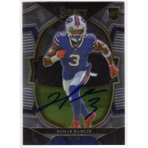 Damar Hamlin Signed Buffalo Bills 2022 Panini Select Prizm Silver Die Cut Football Card #100