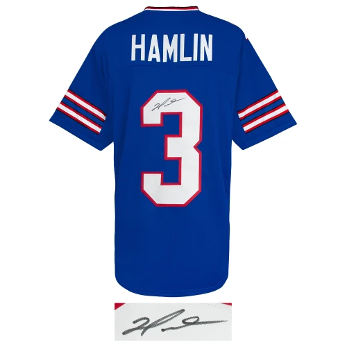 Damar Hamlin Signed Blue Custom Football Jersey - Image 2