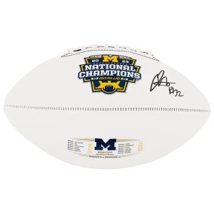 Jaylen Harrell Signed Michigan Wolverines 2023 National Champions Baden White Logo Football