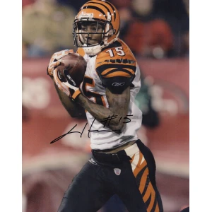 Chris Henry Signed Cincinnati Bengals White Jersey Catch Action 8x10 Photo