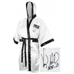 Virgil Hill Signed Title White Full Length Boxing Robe w/HOF'13