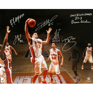 2005 Illinois Fighting Illini Team Signed Basketball Starting Five Spotlight 16x20 w/3-Inscriptions (6 Sigs)