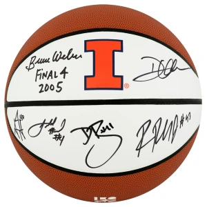 2005 Illinois Fighting Illini Team Signed Illinois Logo Brands Basketball w/6-Sigs & 2005 Final 4