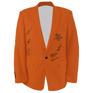 2005 Illinois Fighting Illini Team Signed Orange Blazer Sport Coat Jacket w/6 Signatures, 3 Inscriptions