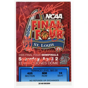 2005 Illinois Fighting Illini Team Signed 2005 NCAA Men's Basketball Tournament Final Four Semi Finals Game Ticket w/6 Signatures