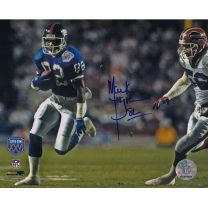 Mark Ingram Signed New York Giants Super Bowl XXV Blue Jersey Action 8x10 Photo