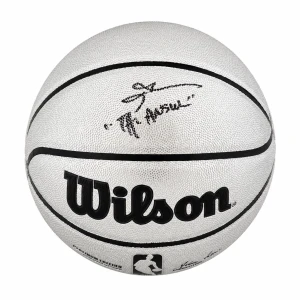 Allen Iverson Signed Wilson Platinum Full Size NBA Basketball w/The Answer