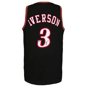 Allen Iverson Signed Black Custom Basketball Jersey - (Beckett)