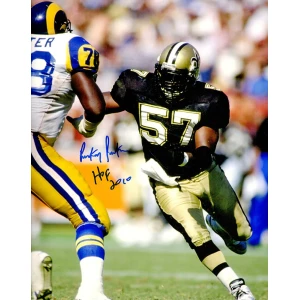 Rickey Jackson Signed Saints Black Jersey vs Rams 8x10 Photo w/HOF 2010