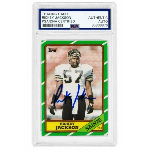 Rickey Jackson Signed Saints 1986 Topps Football Trading Card #346 - (PSA/DNA Encapsulated)