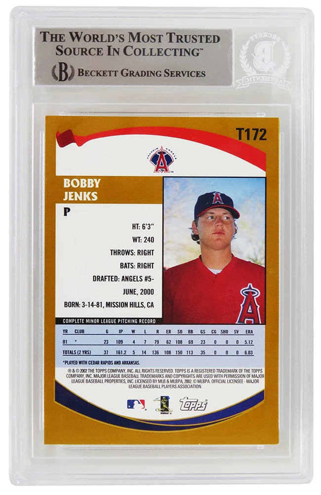 Bobby Jenks Signed 2002 Topps Traded Rookie Baseball Card #T172 - (Beckett Encapsulated) - Image 2