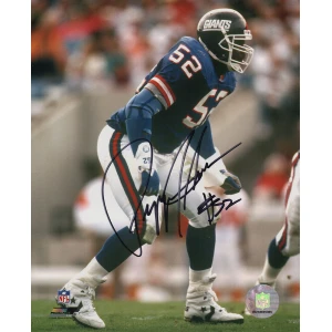 Pepper Johnson Signed New York Giants Blue Jersey Action 8x10 Photo
