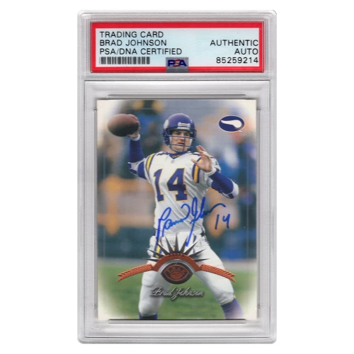 Brad Johnson Signed Minnesota Vikings 1997 Leaf Football Trading Card #23 - (PSA Encapsulated)