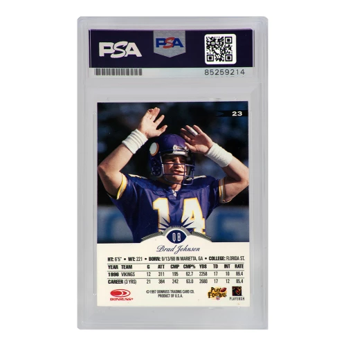 Brad Johnson Signed Minnesota Vikings 1997 Leaf Football Trading Card #23 - (PSA Encapsulated) - Image 2