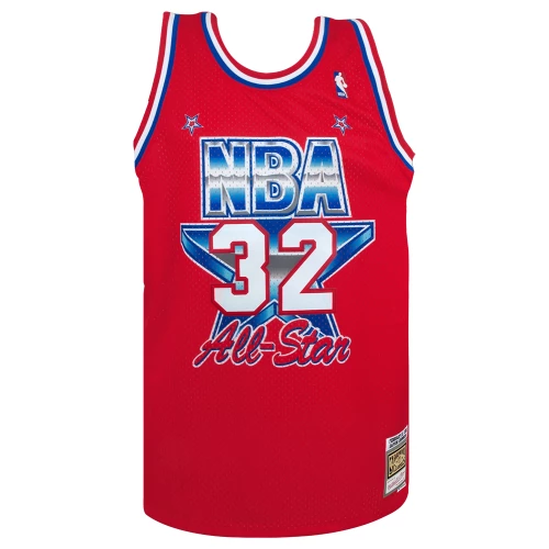 Magic Johnson Signed 1991 All Star Game M&N Red Throwback Swingman Jersey - Image 2