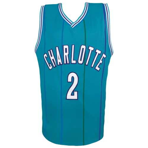 Larry Johnson Signed Teal Throwback Custom Basketball Jersey - Image 3