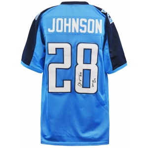 Chris Johnson Signed Blue Custom Football Jersey w/2006 Yds 2009