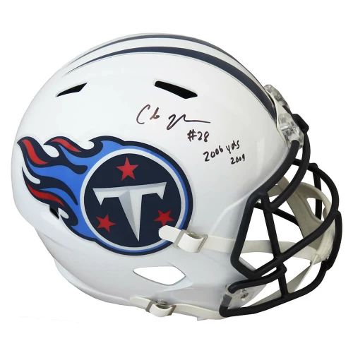 Chris Johnson Signed Tennessee Titans Throwback Riddell Full Size Replica Speed Helmet w/2006 Yds 2009