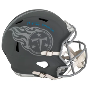 Chris Johnson Signed Tennessee Titans SLATE Riddell Full Size Speed Replica Helmet w/2006 YDs 2009