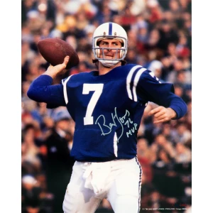 Bert Jones Signed Colts Blue Jersey Passing Action 16×20 Photo w/76 MVP