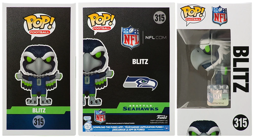Walter Jones Signed Seattle Seahawks Blitz Mascot NFL Funko Pop Doll #315 w/HOF'14 - Image 2