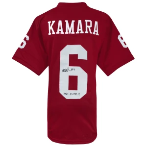 Mikail Kamara Signed Red Custom College Football Jersey w/2025 Champs