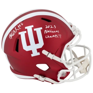 Mikail Kamara Signed Indiana Hoosiers Riddell Full Size Speed Replica Helmet w/2025 National Champs
