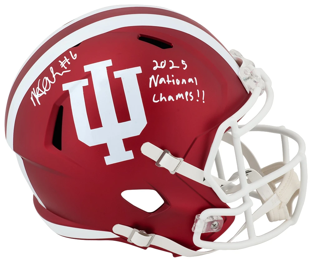Mikail Kamara Signed Indiana Hoosiers Riddell Full Size Speed Replica Helmet w/2025 National Champs