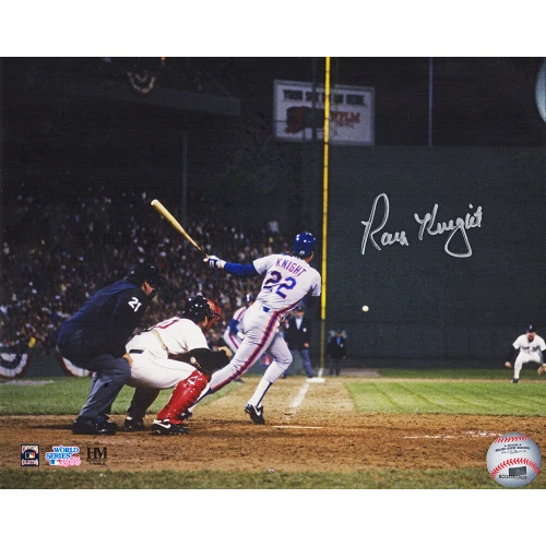 Ray Knight Signed New York Mets 1986 Wold Series Batting Action 8x10 Photo