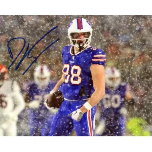 Dawson Knox Signed Bills Snow Game With Football 8x10 Photo