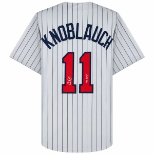 Chuck Knoblauch Signed Grey Pinstripe Custom Baseball Jersey w/ROY'91