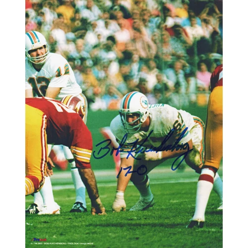 Bob Kuechenberg Signed Miami Dolphins Stance 8x10 Photo w/17-0