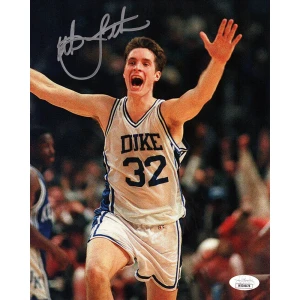 Christian Laettner Signed Duke The Shot Celebration Arms Raised 8x10 Photo - (JSA)