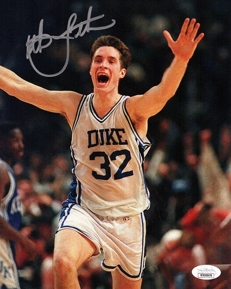 Christian Laettner Signed Duke The Shot Celebration Arms Raised 8x10 Photo - (JSA)