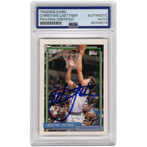 Christian Laettner Signed Timberwolves 1992-93 Topps Rookie Basketball Card #334 - (PSA Encapsulated)