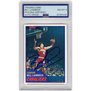 Bill Laimbeer Signed Cavaliers 1981 Topps Rookie Basketball Trading Card #74W - (PSA / Auto Grade 8)