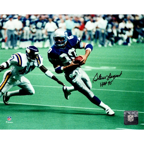 Steve Largent Signed Seattle Seahawks Football Action 8x10 Photo w/HOF'95