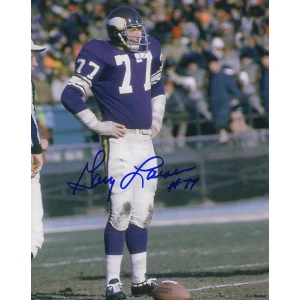 Gary Larsen Signed Vikings Purple Jersey Arms On Hips 8x10 Photo