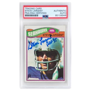 Steve Largent Signed Seattle Seahawks 1977 Topps Rookie Football Card #177 w/HOF'95 - (PSA Encapsulated)
